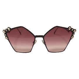Fendi pentagonal sunglasses black metal bordeaux gradient lenses Black