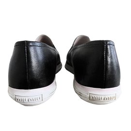 Miu Miu-Leather loafers-Black,Silvery
