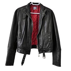 Jean Paul Gaultier Leather Biker Jacket Black Red Black Red