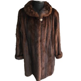 Autre Marque-Dark brown fur coat-Dark brown