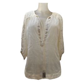 Zadig & Voltaire Cotton Tunic Top Cream Light Blue Cream Cream Eggshell Light blue