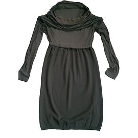 Patrizia Pepe Khaki Kleid Langarm Bi Material Khaki