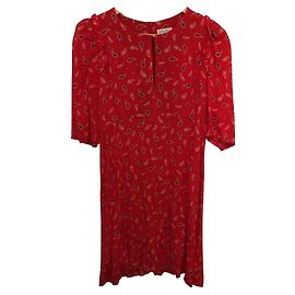 Vestido Claudie Pierlot Rojo con Estampado de Algodón Roja