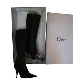 Christian Dior Sublime boots black crocodile print leather Black