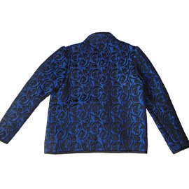 Balenciaga-Blazerjacke gekleidet + Top Coordonné-Schwarz,Blau