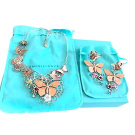 Reminiscence Parure butterfly Argenté Cuivre Bleu clair Fuschia