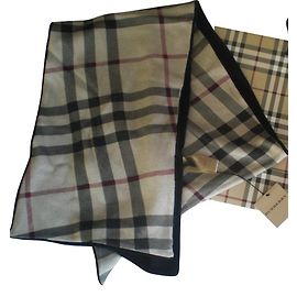 Burberry sciarpa in cotone cashmere check beige Nero Beige