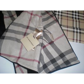 Burberry-scarf cashmere cotton check beige-Black,Beige