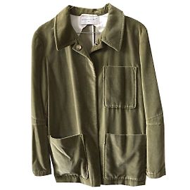 Veste Barbara Bui en velours vert olive Taille 38 Vert olive