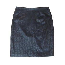 Autre Marque Schwarzer Bleistiftrock mit Lederoptik Gr 38 Schwarz