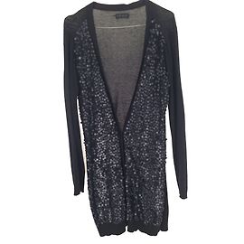 Ikks Schwarze Strickjacke aus Baumwolle mit Pailletten Größe L Schwarz