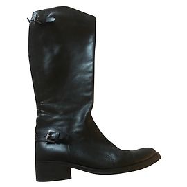 Autre Marque Pastelles black leather boots Black