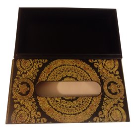 Gianni Versace-Caja de pañuelos-Negro,Dorado