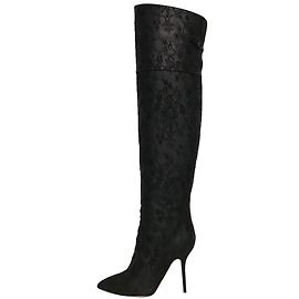 Dolce & Gabbana black leather thigh high boots Black