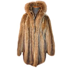 Autre Marque Giacca lunga in pelliccia Marmotte Marrone Marrone