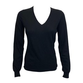 Eric Bompard Kaschmir Pullover mit V Ausschnitt Schwarz S Schwarz