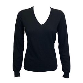 Suéter Eric Bompard de cachemira negro cuello en pico S Negro