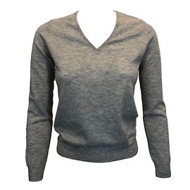 Camisola Eric Bompard de cashmere gola V bege e cinzento Bege Cinza
