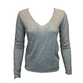 Zadig & Voltaire Merino Woll Pullover V-Ausschnitt Blau Creme Blau Roh