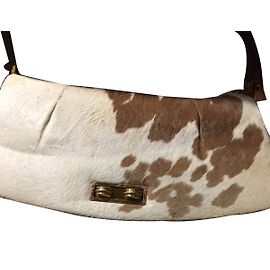 Autre Marque Leather Handbag Brown and White Brown White