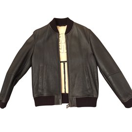 Hugo Boss Bomber leather jacket Brown