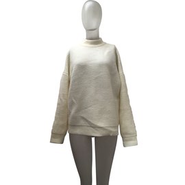 Autre Marque Dicker Wollpullover Weiß Creme Weiß Roh Aus weiß