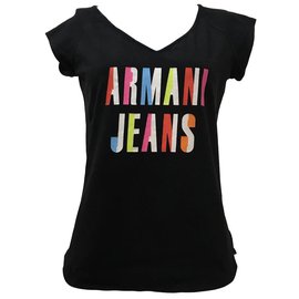 Top Armani Jeans Nero Cotone Elastan S Nero Multicolore