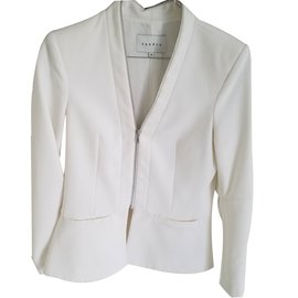 Sandro Blazer zippé Blanc cassé