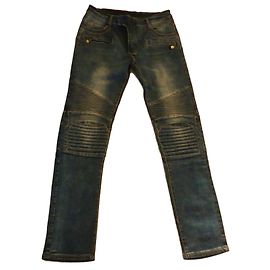 Balmain Biker Jeans Blau Baumwolle Blau