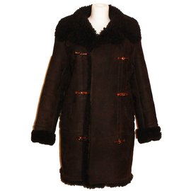 Gucci-Manteau fourrure Peau de mouton retournée-Marron foncé