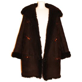 Gucci-Fur coat Sheep skin flipped-Dark brown