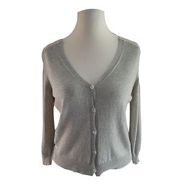 Miu Miu Cardigan aus Seide und Baumwolle Rosa Grau Pink Grau
