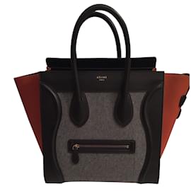 Céline Leather Handbag Grey Grey