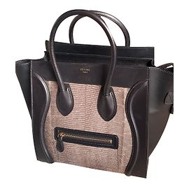Céline Lizard Leather Handbag Black Black