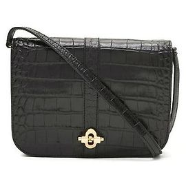 Black leather bag crocodile pattern banana republic Black