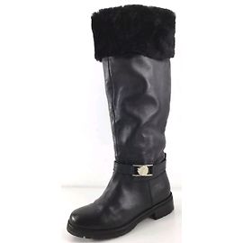 Versace 1267 fur knee high boots Black Golden