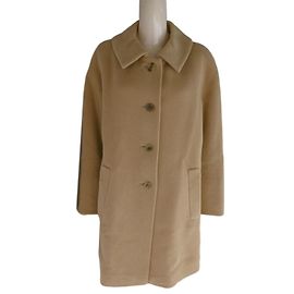 Guy Laroche Wool Round Collar Coat Beige