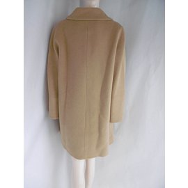 Guy Laroche-abrigo de cuello redondo de lana-Beige