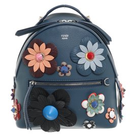 Fendi-FENDI MINI BACKPACK NEW NEVEER WORN FLOWERS-Blu