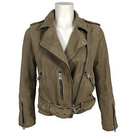 All Saints Leather biker jacket Taupe