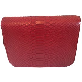 Céline-Classic Box en python rouge-Rouge
