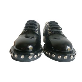 Autre Marque-Genuine leather derby shoes-Black