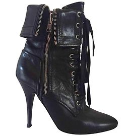 Balmain Stiefeletten aus schwarzem Leder 37 Schwarz