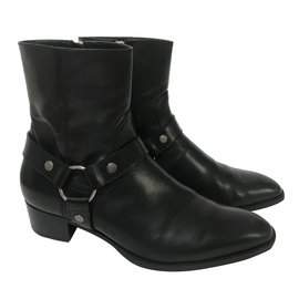 Saint Laurent-43,5 Wyatt ankle boots-Black