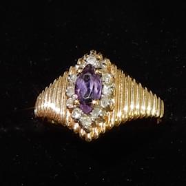 Autre Marque-Cocktail Ring with Amethyst and Diamonds-Purple