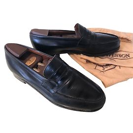 J.M. WESTON Moccasing 180 Black Leather Loafers Black