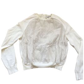 Carven-Pullover aus zwei Materialen Aus weiß