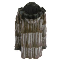 Autre Marque-Abrigo de piel reversible Kansai Yamamoto-Castaño,Negro,Gris