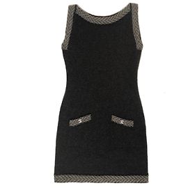 Chanel Robe 100% cachemire avec logo CC Gris