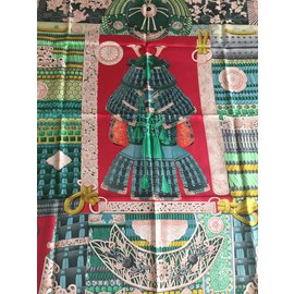 Hermès-Quadrado Hermes 90 cm Samurai Prints Aline Honoré-Multicor